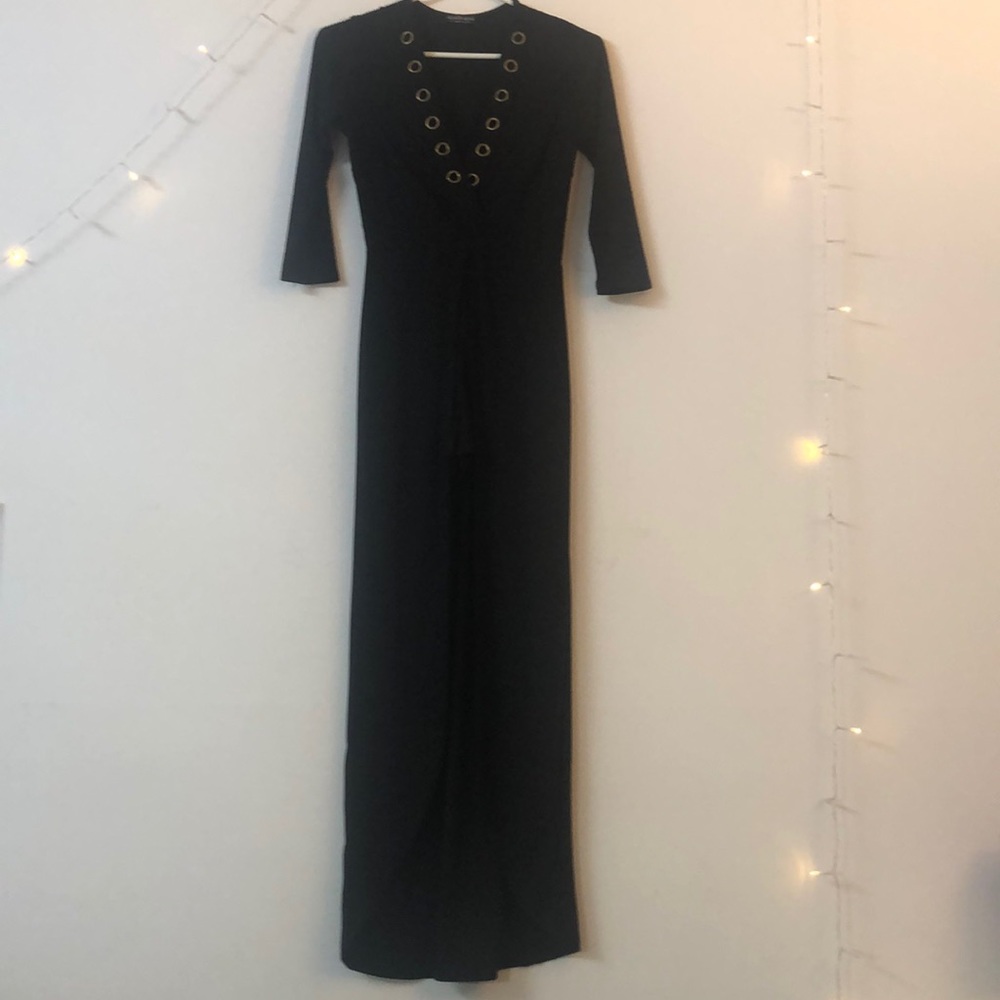 Black & Gold Shorts Romper with train - Small